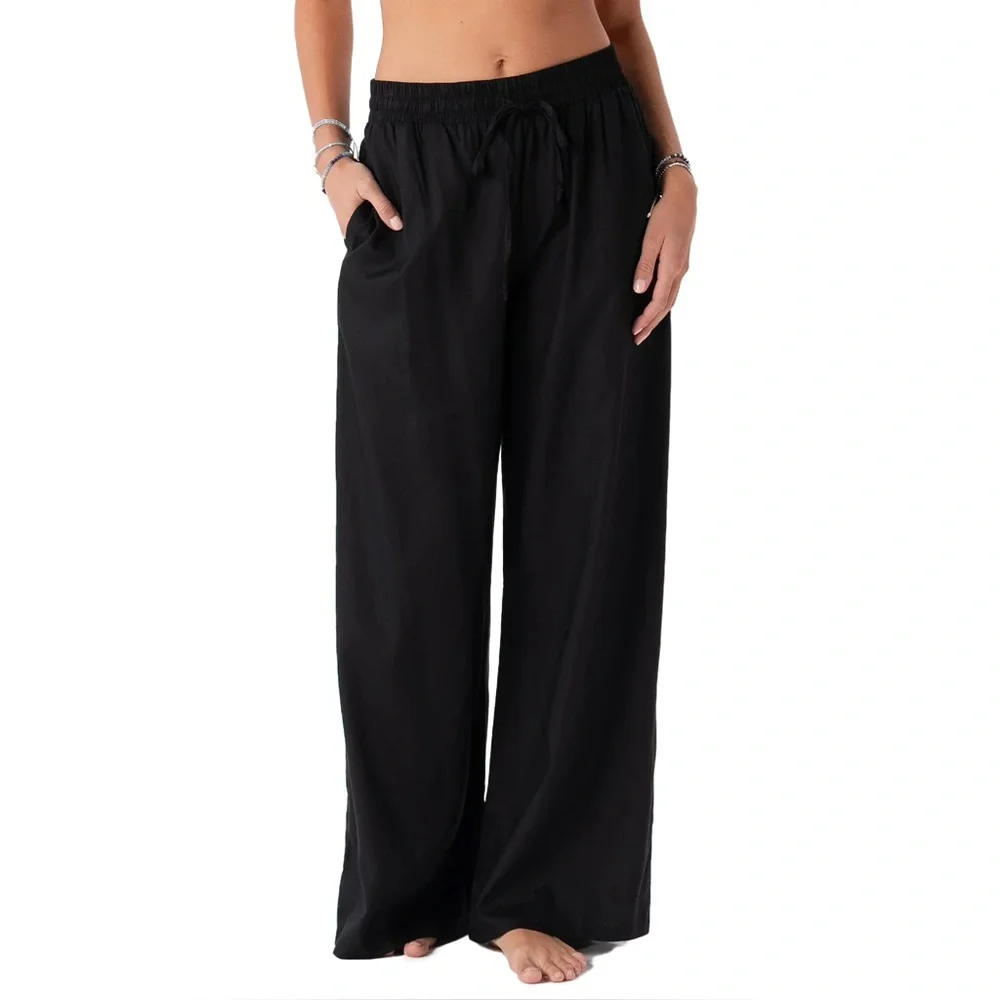 Lotus and Luna • Black Wide Leg Drawstring Pants